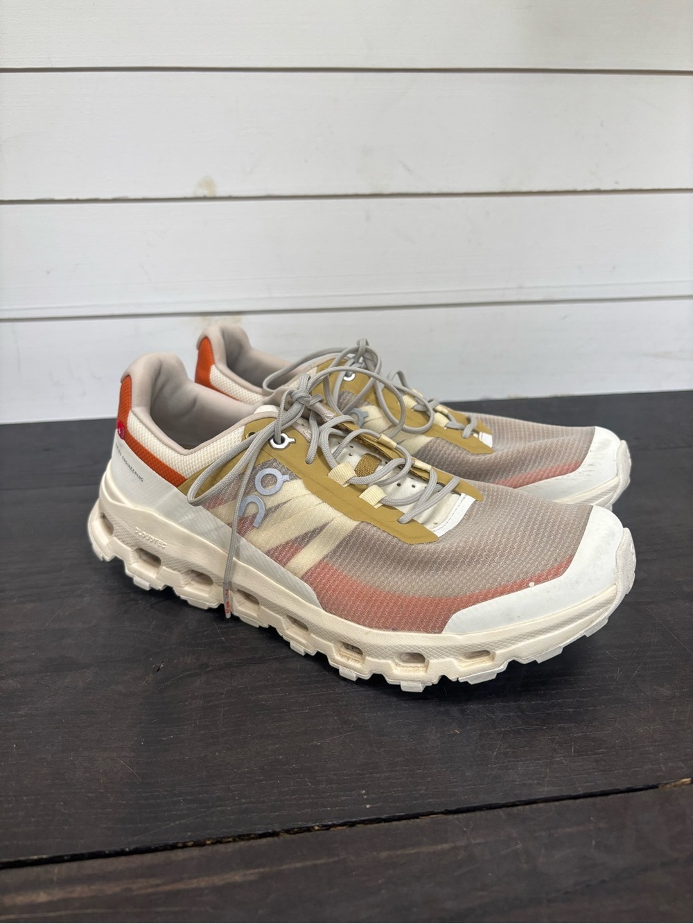 On Cloud cloudvista Women's Sneakers in White, Orange and Gold Accent - Picture 3 of 9